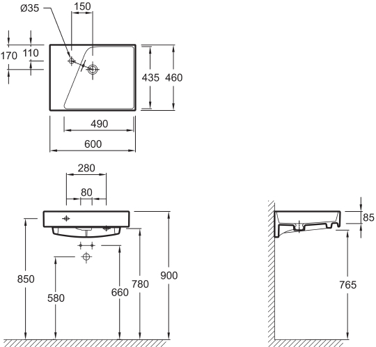 Раковина Jacob Delafon Rythmik EXQ112 60 см EXQ112-00