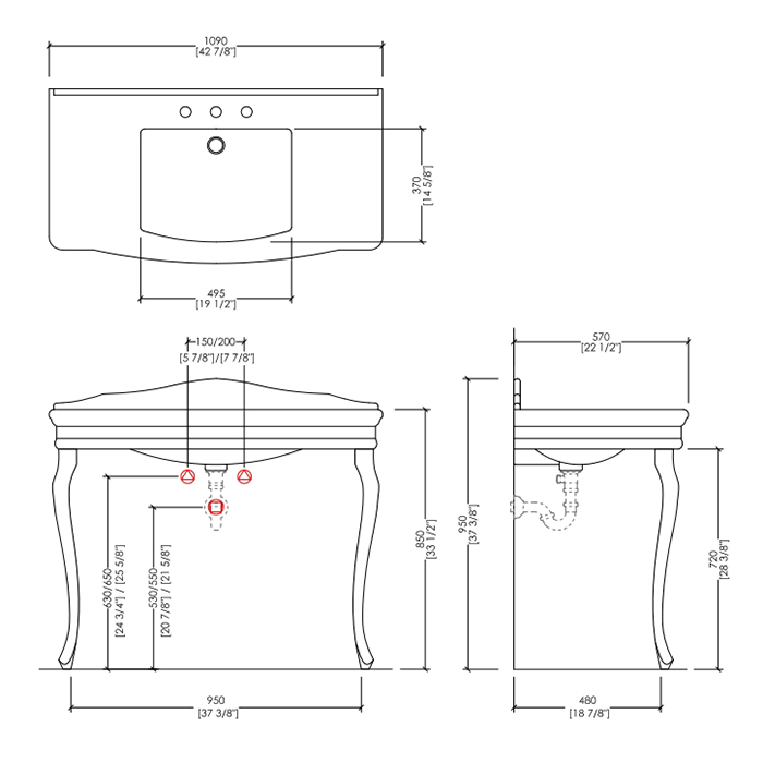 Devon&Devon Colette Консоль 109х57хh85/95 см, цвет белый DECOLETTEBI3FGCR
