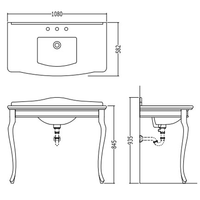 Devon&Devon Jacqueline Ceramic Консоль с плоскостью и раковиной DEJACQNMACR
