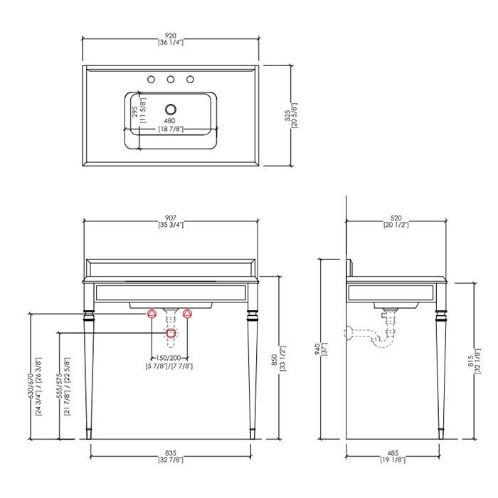 Devon&Devon Premiere Консоль 92х52,5хh85/94 см, цвет хром DEPREMIEREBI3FGCR