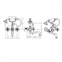 Boheme Tradizionale Chromo Смеситель для ванны с душевым набором, излив 21,5 см, цвет: chrome 273