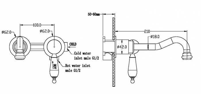 Boheme Imperiale Ripresa Смеситель для раковины встраиваемый, излив, с внутренней частью, цвет: gold 327