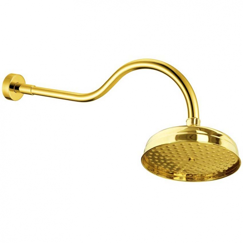 Boheme Imperiale Верхний душ 20,8 см, 1 вид струи, кронштейн настенный 44,5 см, цвет: gold 414