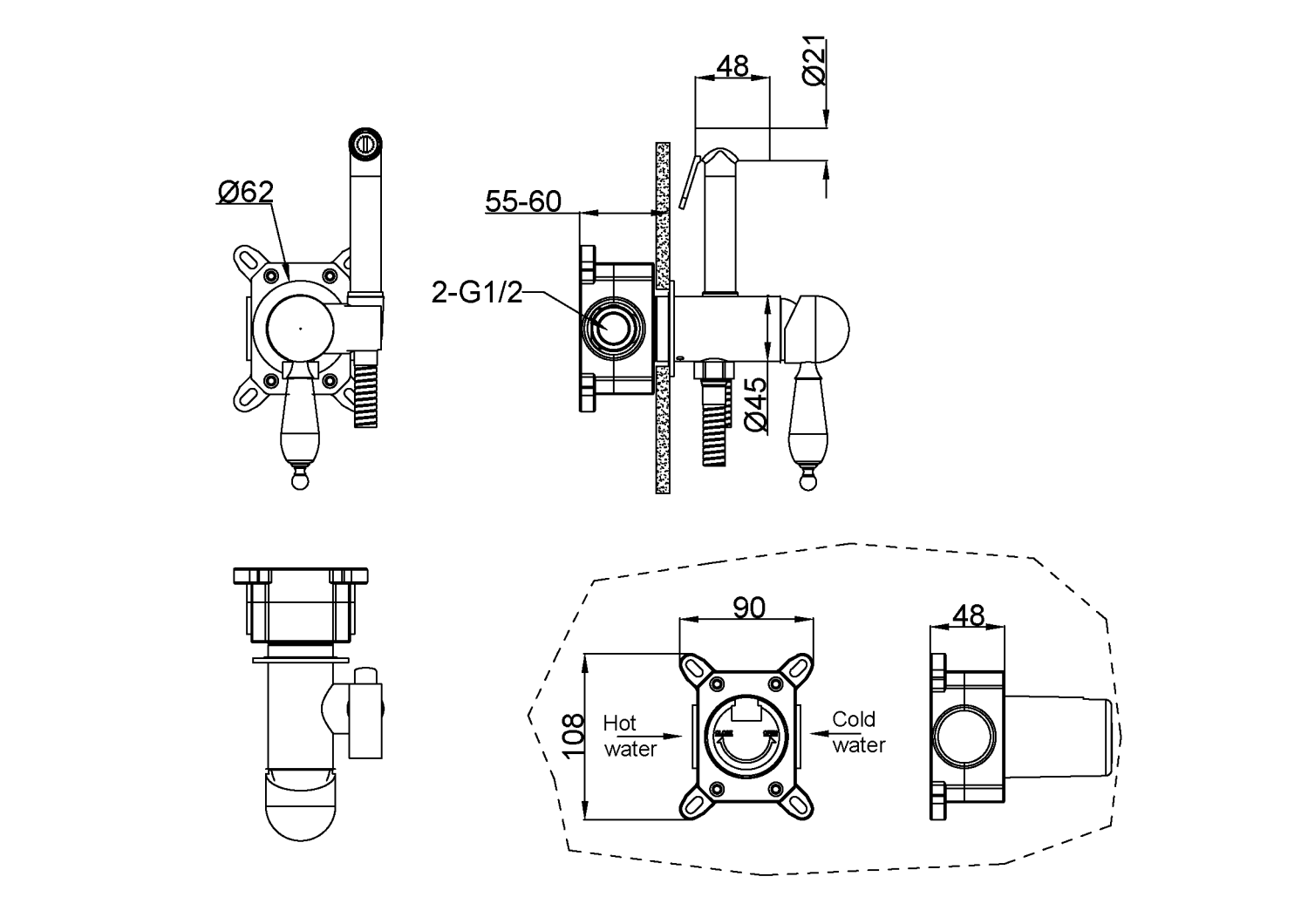 Boheme Medici Гигиенический душ со смесителем и встраиваемой частью, цвет: bronze 434