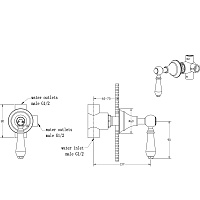Boheme Imperiale Переключатель потоков на 2 потребителя, цвет: gold 623