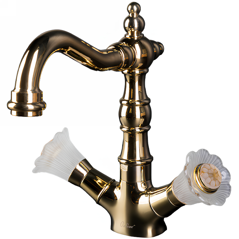 Boheme Camelia Смеситель для раковины без донного клапана, длина излива 15 см, цвет: gold 292-Camelia