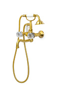 Boheme Crystal Смеситель для ванны с душевым комплектом: ручной душ, излив 21,5 см, цвет: bronze 313-CRST