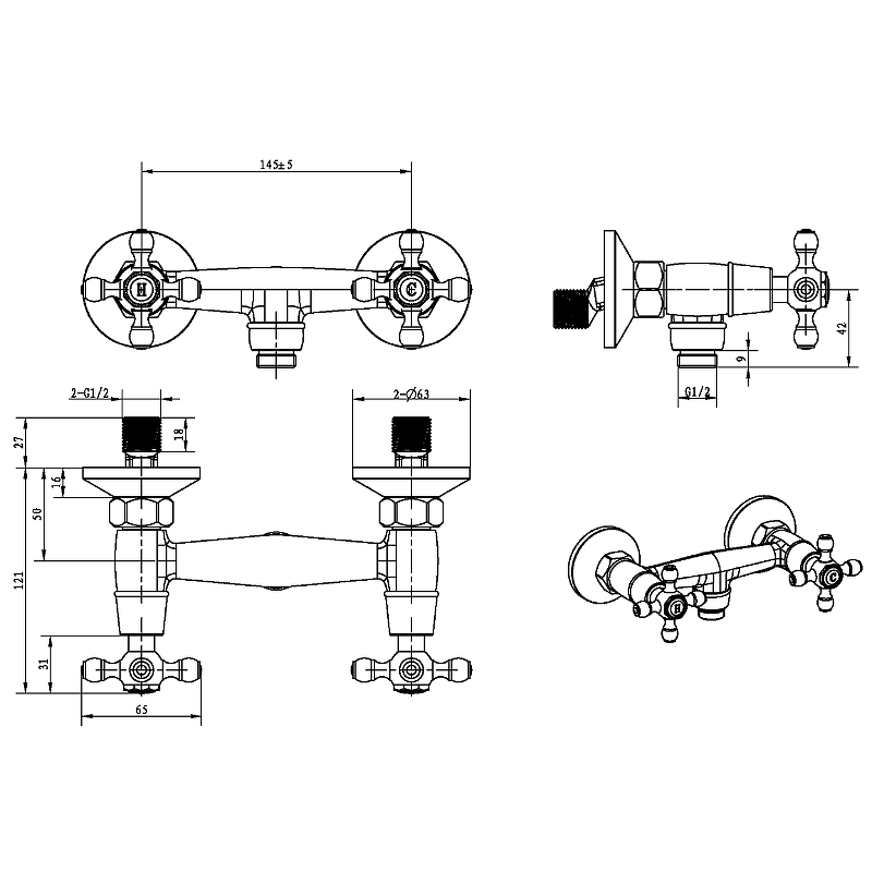 Boheme Satine Смеситель для душа без излива и душевого набора, цвет: bronze 314-ST