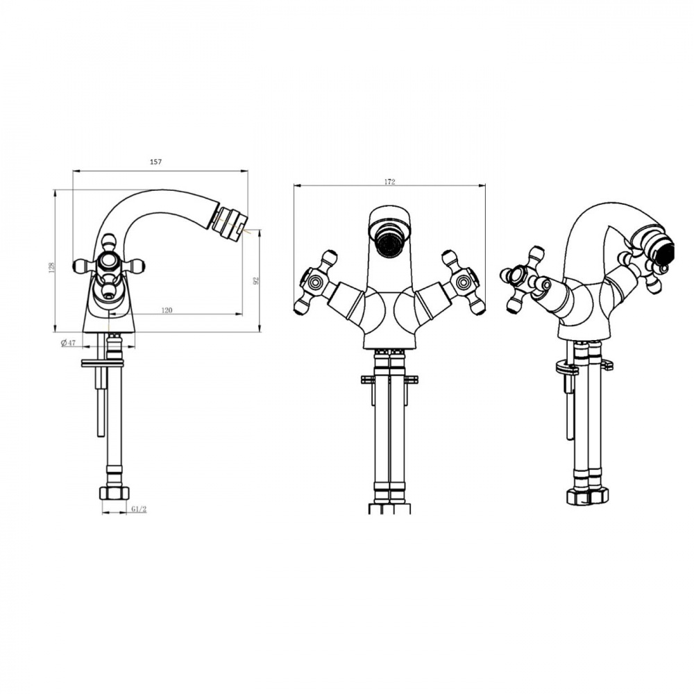Boheme Crystal Смеситель для биде, без донного клапана, цвет: bronze 316-CRST