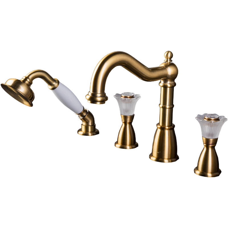 Boheme Camelia Spirale Смеситель на борт ванны, на 4 отверстия, с ручным душем, цвет: bronze 391-Camelia