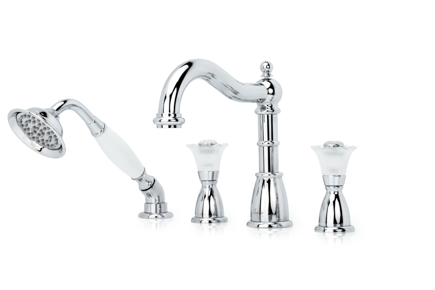 Boheme Camelia Spirale Смеситель на борт ванны, на 4 отверстия, с ручным душем, цвет: chrome 396-Camelia