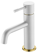 Boheme Uno Смеситель для раковины без донного клапана, длина излива 12 см, цвет: white/gold 461-WG