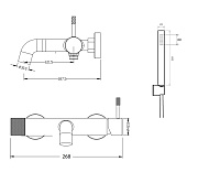 Boheme Uno Смеситель для ванны с душевым комплектом: ручной душ, шланг, излив 19 см цвет: gun metall 463-GM
