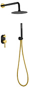 Boheme Uno Душевой комплект встраиваемый - смеситель, верхний, ручной душ, шланг, цвет: black/gold 464-BG
