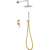 Boheme Uno Душевой комплект встраиваемый - смеситель, верхний, ручной душ, шланг, цвет: white/gold 464-WG