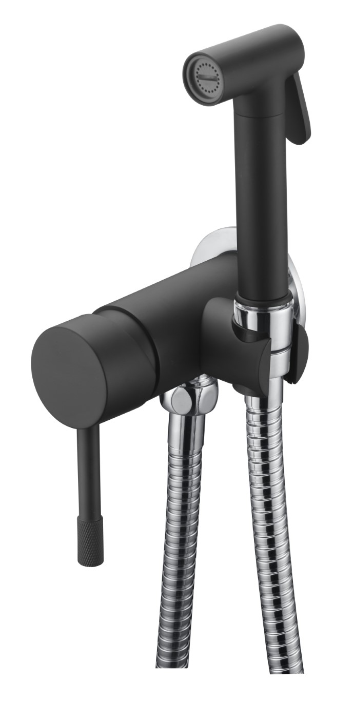 Boheme Uno Гигиенический душ со смесителем и встраиваемой частью, цвет: black/chrome 467-BCR