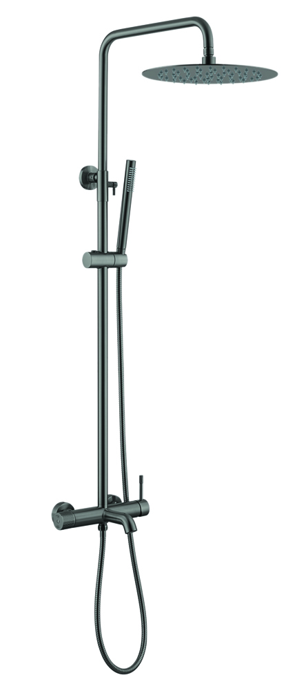 Boheme Uno Душевая стойка: смеситель, ручной душ, шланг, верхний душ 30 см, цвет: gun metall 468-GM