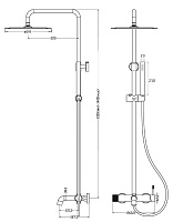 Boheme Uno Душевая стойка: смеситель, ручной душ, шланг, верхний душ 30 см, цвет: gun metall 468-GM