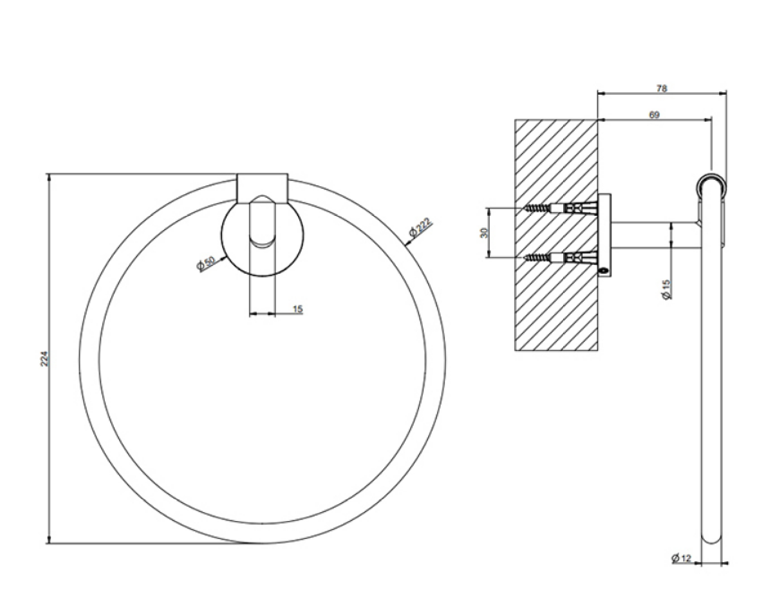 Gessi Tondo Полотенцедержатель кольцевой 22,4 см, цвет: brushed brass PVD 63709#727