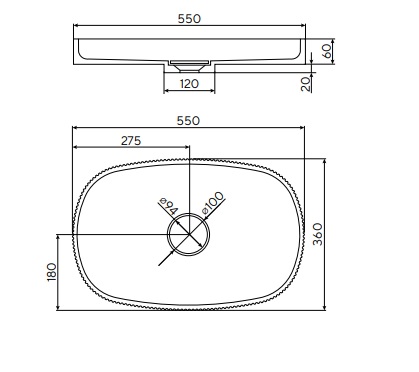 NT Bagno Viva Раковина чаша 55х36хh6 см, цвет: белый матовый NT704