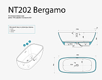 NT Bagno Bergamo Ванна отдельностоящая 170х72хh56 см, цвет: белый матовый NT202