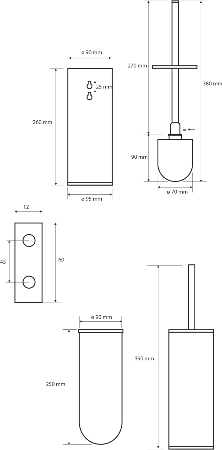 Bemeta Dark Ершик подвесной\напольный, цвет: черный матовый 102313060