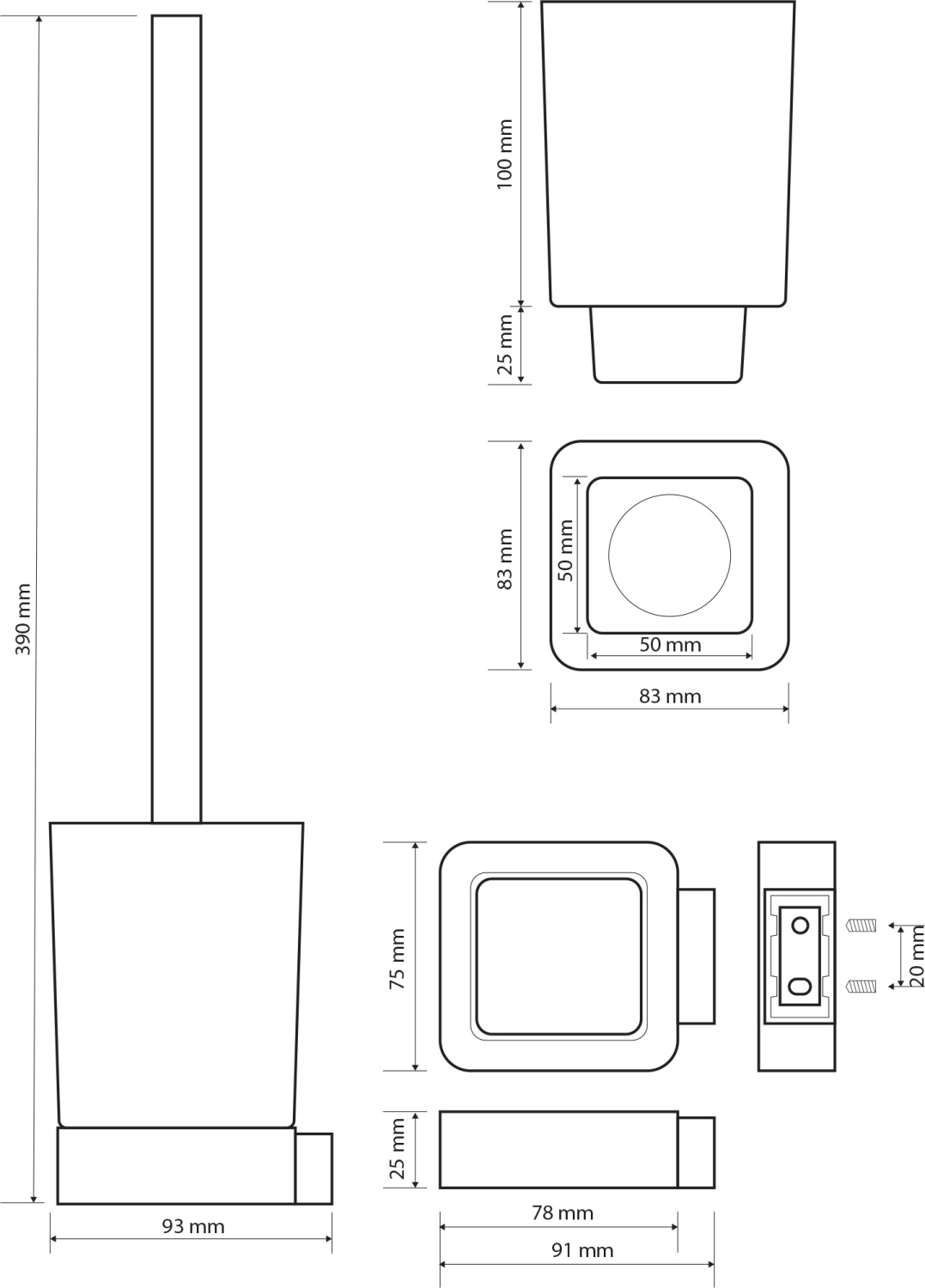 Bemeta Solo Ёршик, подвесной, стекло, щётка цвет: хром 139113142