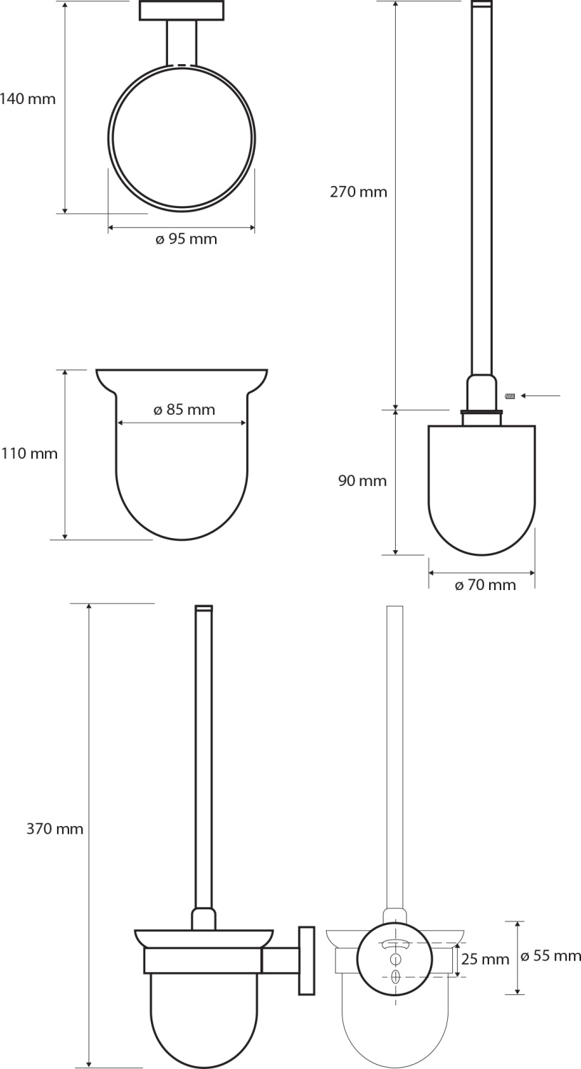 Bemeta White Ершик для унитаза подвесной со стеклянной колбой, цвет: белый матовый 104113014