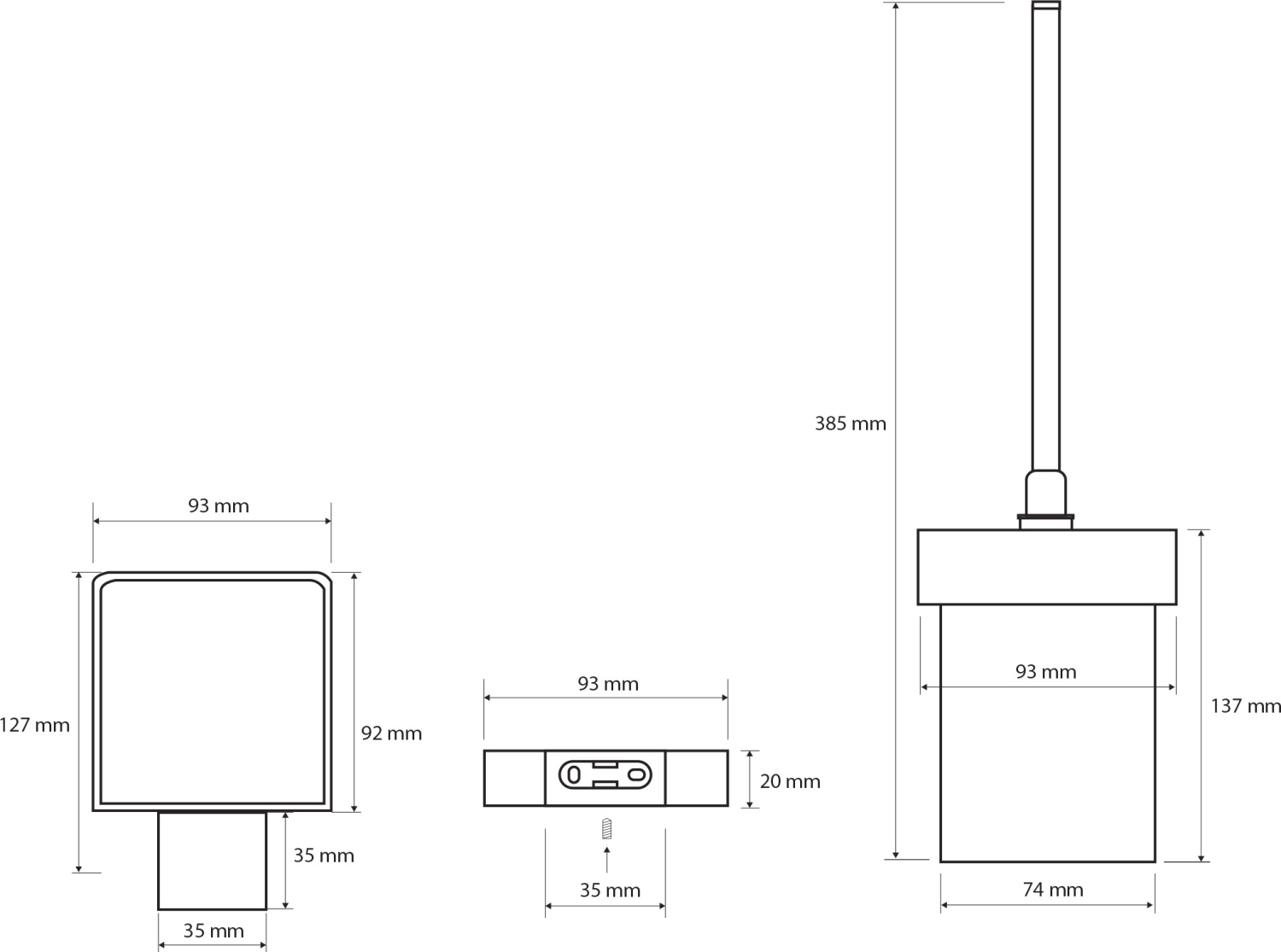 Bemeta Nero Ёршик, подвесной, стекло, щётка, цвет  черный 135013010
