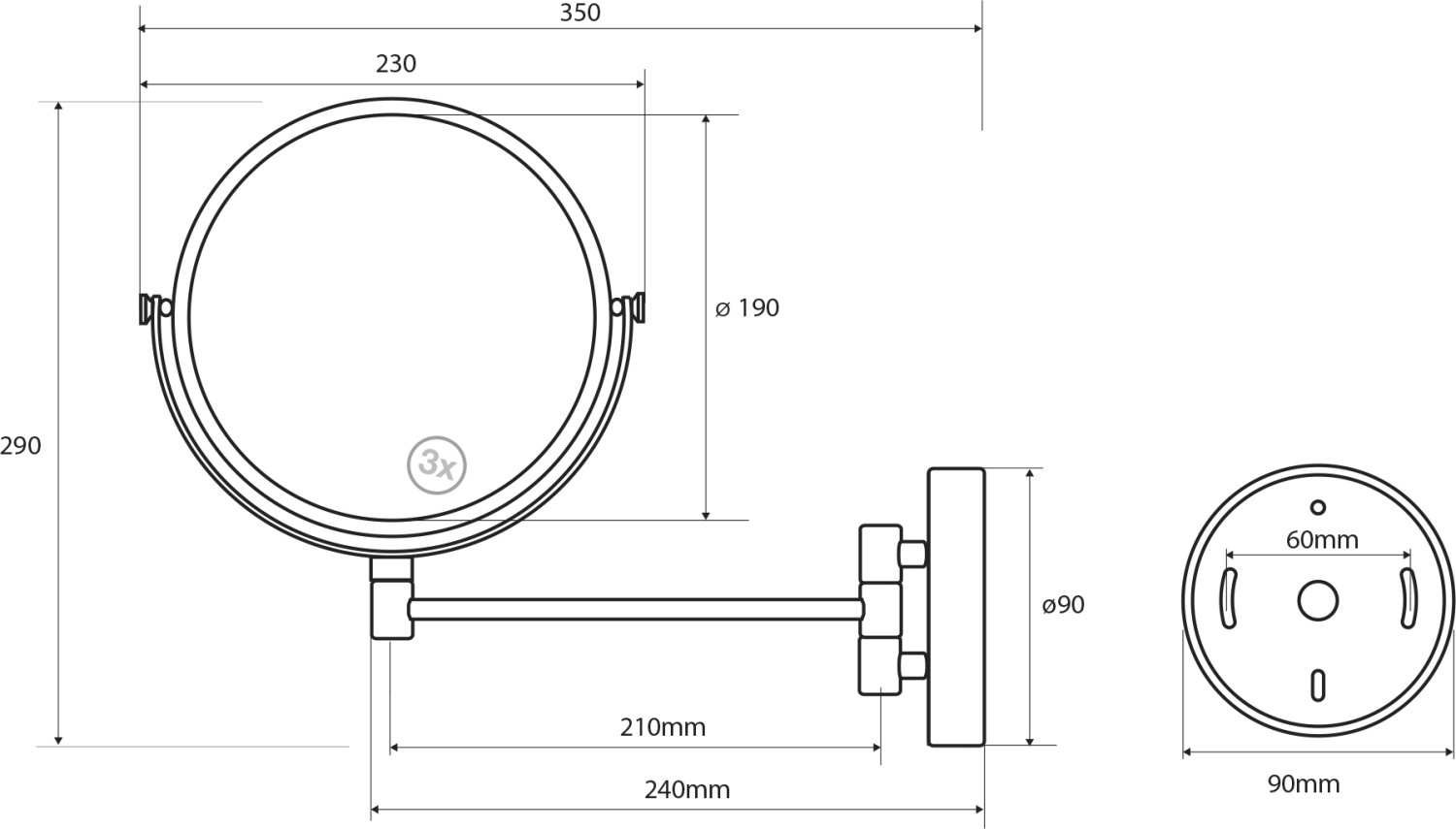 Bemeta Косметическое зеркало подвесной цвет: хром 112201522