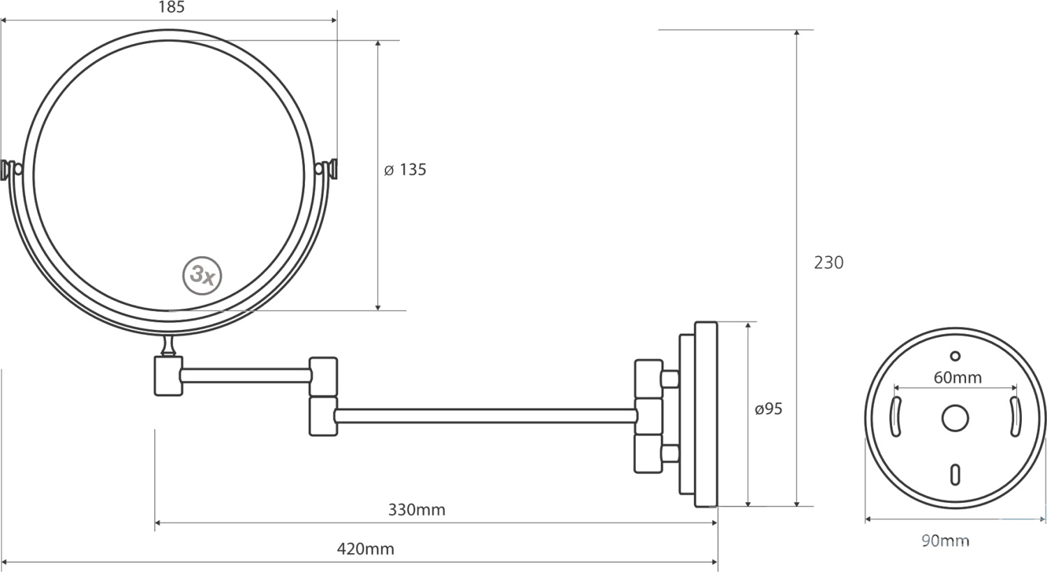Bemeta Косметическое зеркало подвесной цвет: хром 106301122