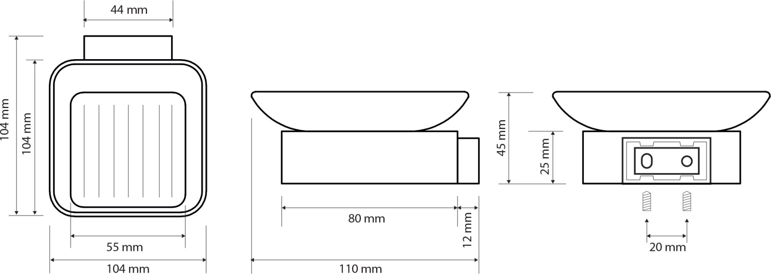 Bemeta Solo Мыльница со стеклянной чашей, подвесная, цвет: хром 139108032