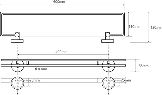 Bemeta Omega Полка подвесная 60x13 см, цвет: хром 104102212