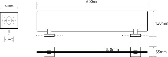 Bemeta Beta Полка подвесная 60x13 см, цвет: хром 132102042