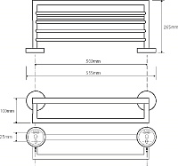 Bemeta Omega Полка подвесная 55,5x26,5 см, цвет: хром 104219072