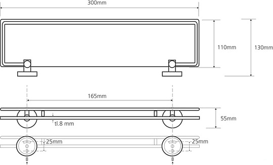 Bemeta Omega Полка подвесная 30x13 см, цвет: хром 104102202