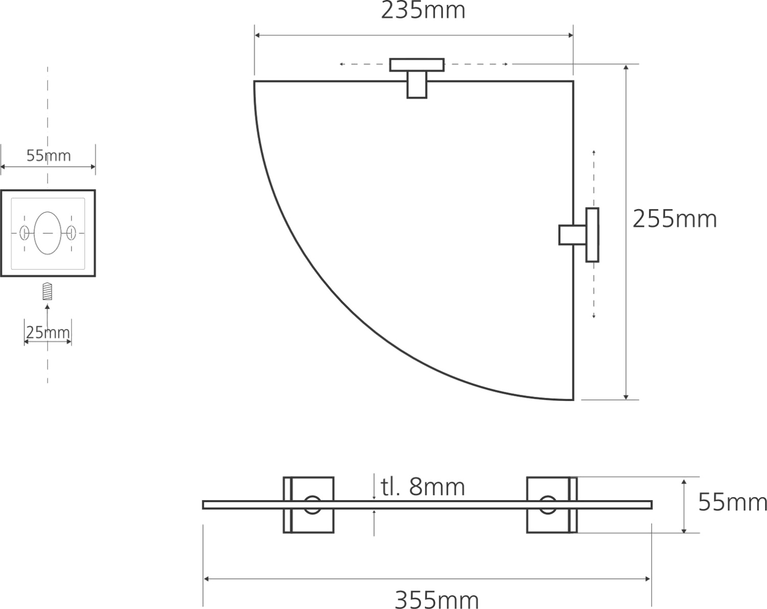 Bemeta Beta Полка подвесная 25,5x25,5 см, цвет: хром 132102012