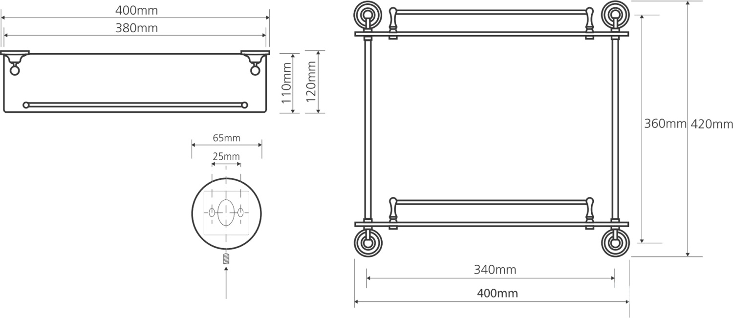 Bemeta Retro Полка подвесная 40x12 см, цвет: бронза 144102127