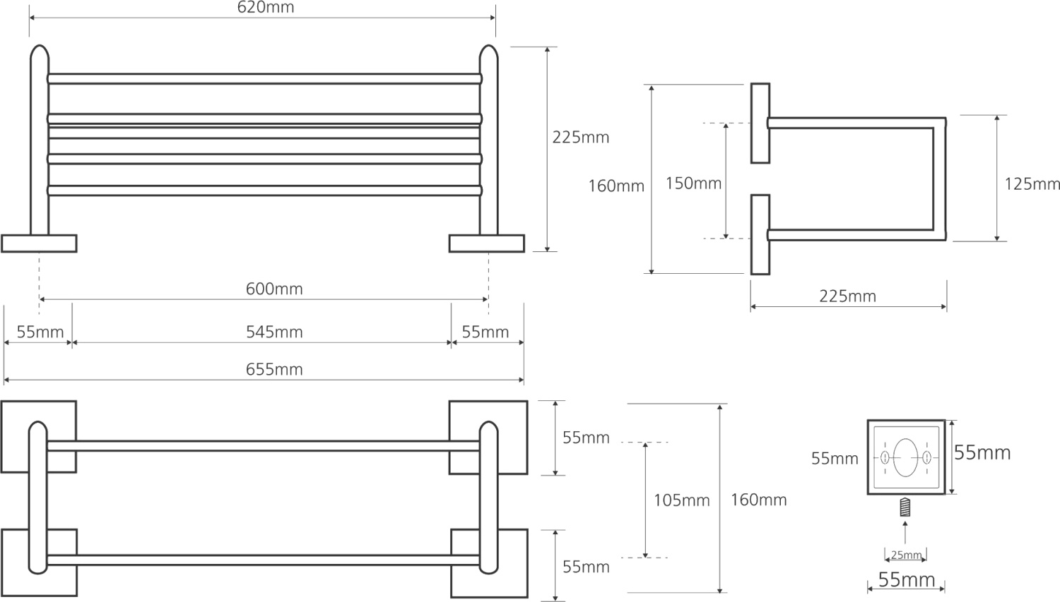 Bemeta Beta Полка подвесная 65,5x22,5 см, цвет: хром 132205102