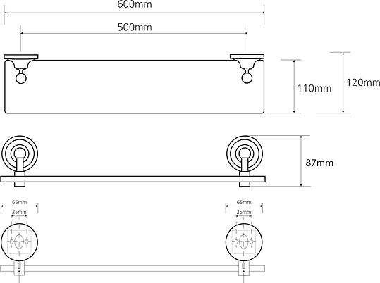 Bemeta Retro Полка подвесная 60x12 см, цвет: бронза 144102247