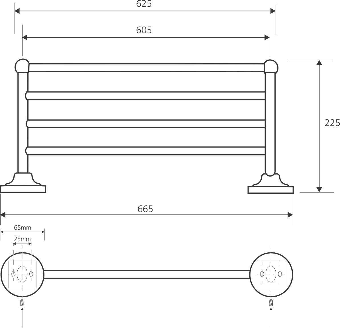 Bemeta Retro Полка подвесная 65,5x22,5 см, цвет: золото/хром 144202188