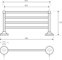 Bemeta Retro Полка подвесная 65,5x22,5 см, цвет: золото/хром 144202188