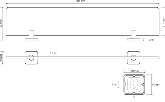 Bemeta Tasi Полочка стеклянная цвет: хром 154102242