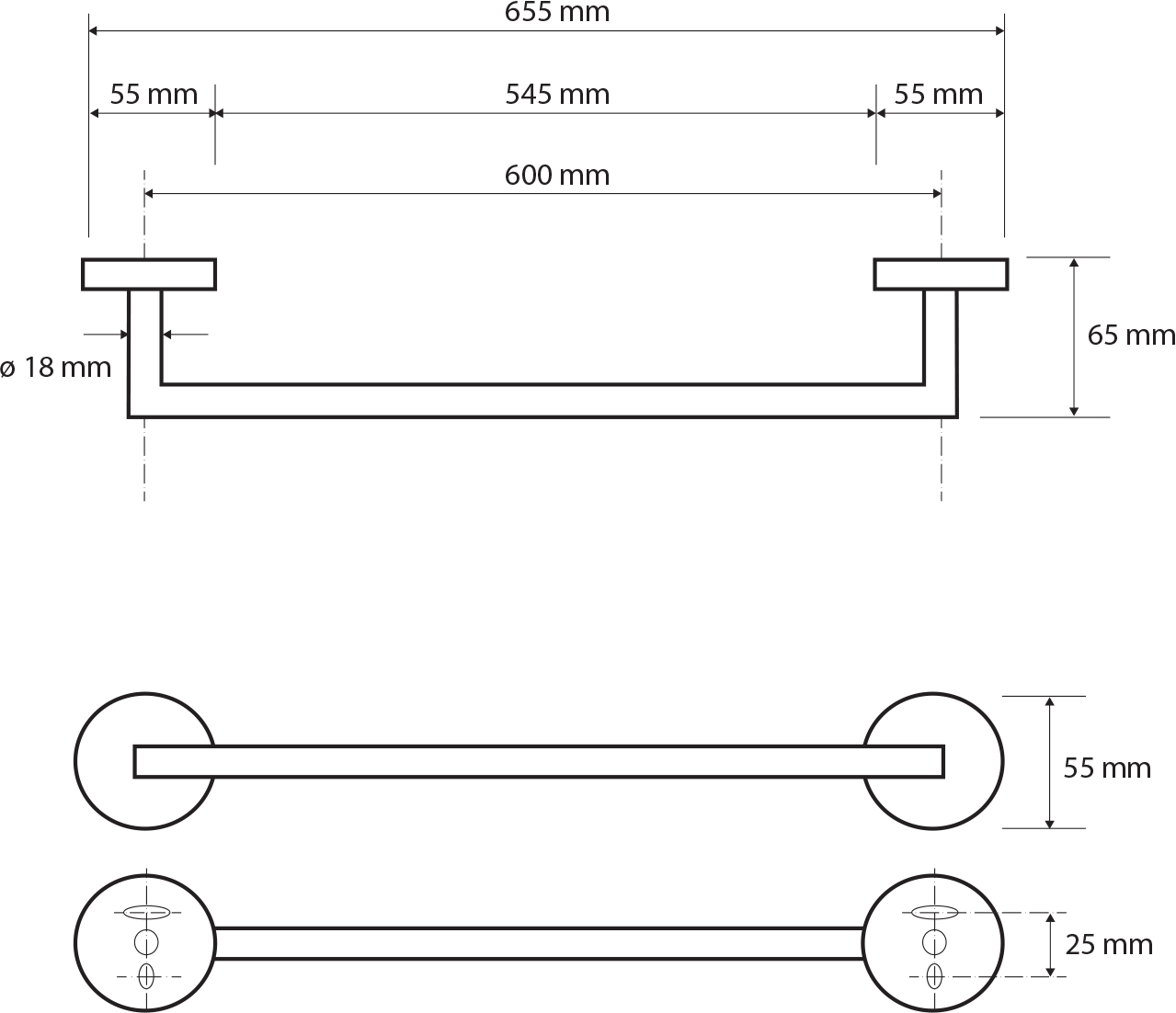 Bemeta Dark Полотенцедержатель подвесной 65,5x6,5 см, цвет: черный матовый 104204040
