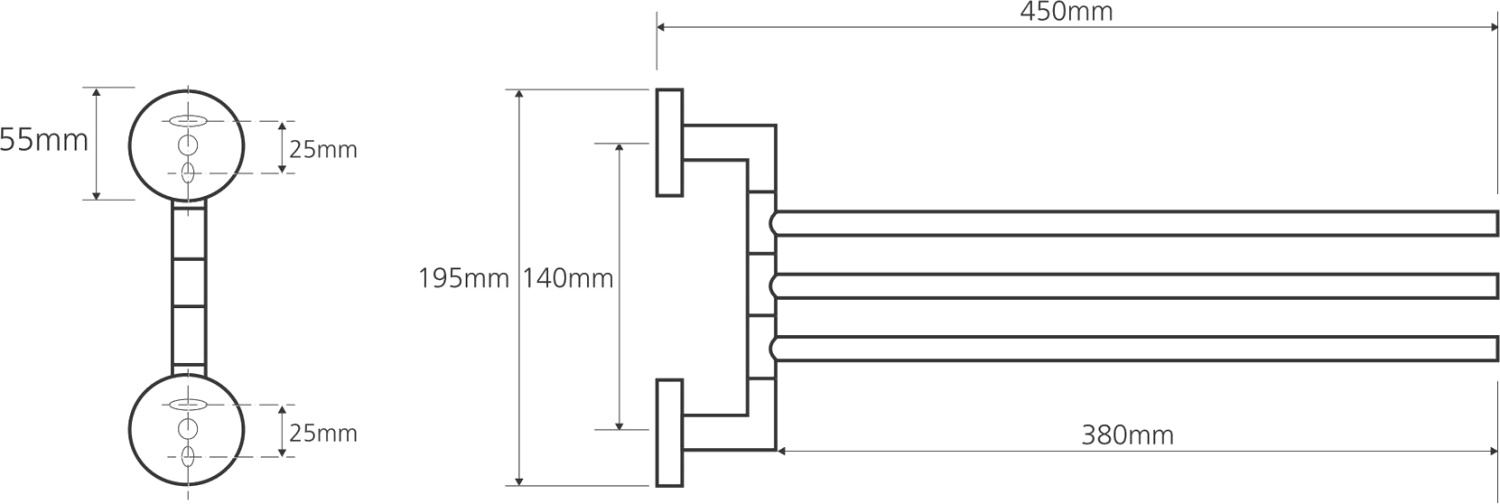 Bemeta Omega Полотенцедержатель тройной 5,5x45x19,5h , цвет : хром 104204112