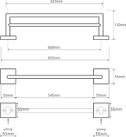Bemeta Beta Полотенцедержатель подвесной 65,5x11 см, цвет: хром 132204052