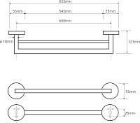 Bemeta Omega Полотенцедержатель подвесной 65,5x12,1 см, цвет: хром 104204052