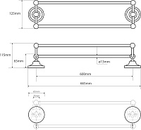 Bemeta Retro Полотенцедержатель подвесной 66,5x11,5 см, цвет: золото/хром 144204238