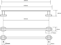 Bemeta Oval Полотенцедержатель подвесной 61x6,5 см, цвет: хром 118404041