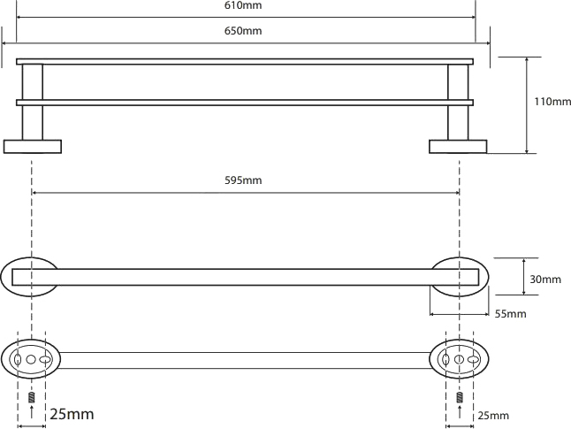 Bemeta Oval Полотенцедержатель подвесной 65x11 см, цвет: хром 118404051